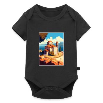 Église du lac de l’île d’Ohrid de Saint-Jean-de-Macédoine - Body à manches courtes Premium Bébé - noir - Devant