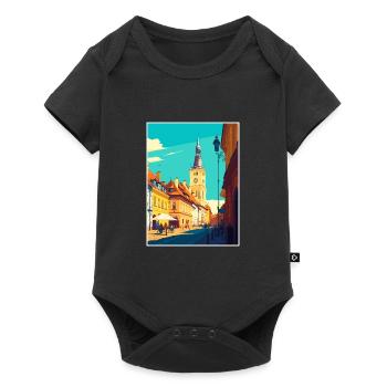 Sibui Roumanie Vintage voyage affiche WPA Souvenir - Body à manches courtes Premium Bébé - noir - Devant