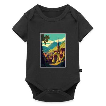Transylvanie Roumanie Village Chambre Affiche de voyage - Body à manches courtes Premium Bébé - noir - Devant