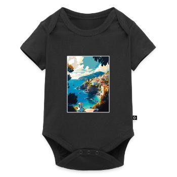 Skopelos Griechenland Dekoration Vintage Reiseposter - Baby Premium Kurzarmbody - Schwarz - Vorne