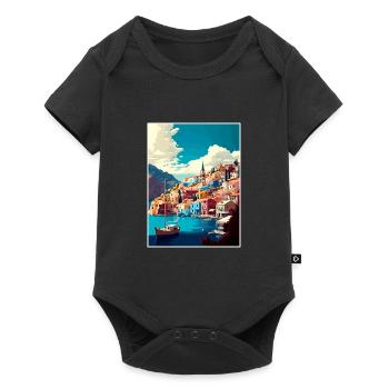 Symi Griechenland Vintage Reiseposter WPA Souvenir - Baby Premium Kurzarmbody - Schwarz - Vorne
