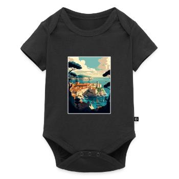 Dubrovnik Croatie Vintage voyage affiche Souvenir - Body à manches courtes Premium Bébé - noir - Devant