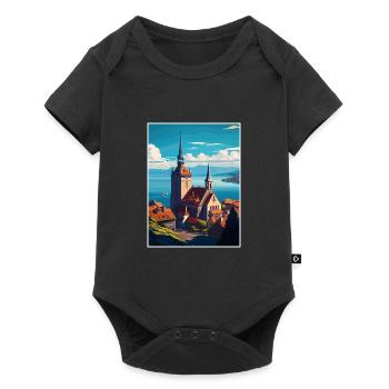 Neuchatal Switzerland Vintage Travel Poster WPA - Baby Premium short-sleeve bodysuit - black - Front