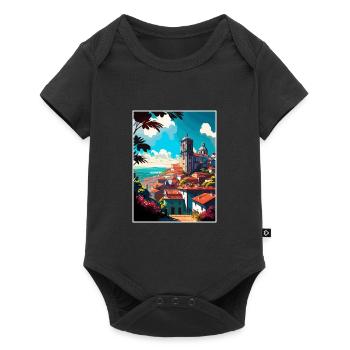 Viana Do Castelo Portugal Vintage Reiseposter - Baby Premium Kurzarmbody - Schwarz - Vorne