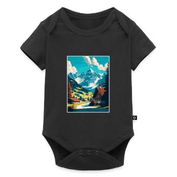Gstaad Switzerland Vintage Travel Poster Souvenir - Baby Premium short-sleeve bodysuit - black - Front