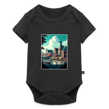Zwolle Pays-Bas Vintage voyage affiche Souvenir - Body à manches courtes Premium Bébé - noir - Devant