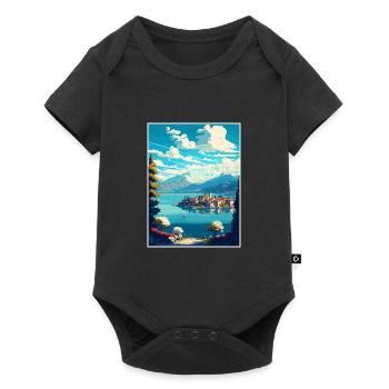 Lago Maggiore Schweiz Vintage Reiseposter - Baby Premium Kurzarmbody - Schwarz - Vorne