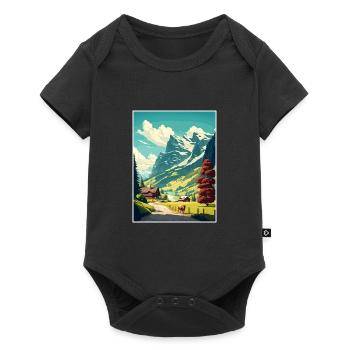 Saanen Switzerland Vintage Travel Poster Souvenir - Baby Premium short-sleeve bodysuit - black - Front