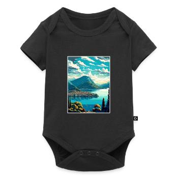 Lugano Suisse Vintage voyage affiche Souvenir - Body à manches courtes Premium Bébé - noir - Devant