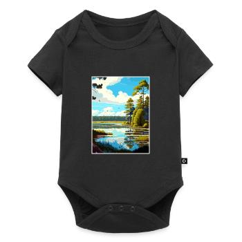 Hoge Kempen Belgien Vintage Reiseposter Souvenir - Baby Premium Kurzarmbody - Schwarz - Vorne