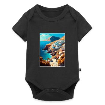 Folegandros Grèce Décoration Affiche De Voyage - Body à manches courtes Premium Bébé - noir - Devant