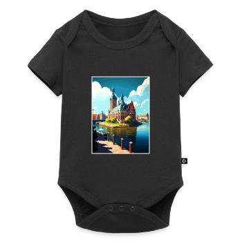 Szczecin Pologne Vintage voyage affiche WPA Souvenir - Body à manches courtes Premium Bébé - noir - Devant