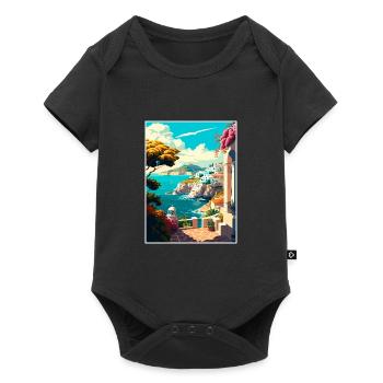 Milos Griechenland Dekoration Vintage Reise Poster WPA - Baby Premium Kurzarmbody - Schwarz - Vorne