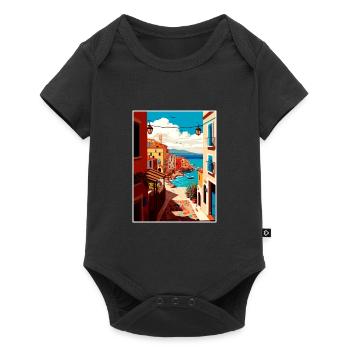 Chania Griechenland Dekoration Vintage Reiseposter WPA - Baby Premium Kurzarmbody - Schwarz - Vorne
