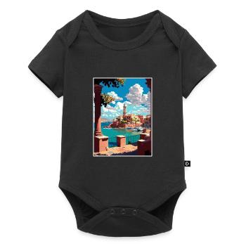 Chania Griechenland Dekoration Vintage Reiseposter WPA - Baby Premium Kurzarmbody - Schwarz - Vorne