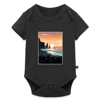Black Sand Beach Iceland Vintage Travel Poster WPA - Baby Premium short-sleeve bodysuit - black - Front