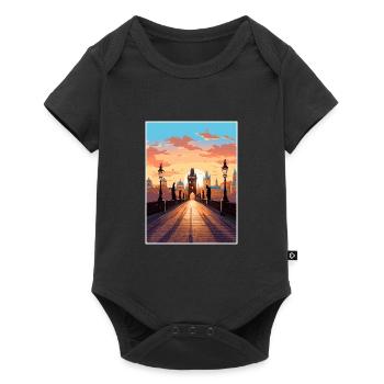 Prague Czech Republic Vintage Travel Poster WPA - Baby Premium short-sleeve bodysuit - black - Front