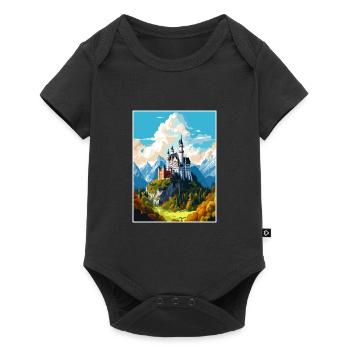 Château de Neuschwanstein Allemagne affiche de voyage - Body à manches courtes Premium Bébé - noir - Devant
