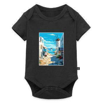 Mykonos Grèce décoration Vintage Travel Poster - Body à manches courtes Premium Bébé - noir - Devant