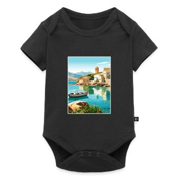 Crète Grèce Décoration Vintage Voyage Affiche WPA - Body à manches courtes Premium Bébé - noir - Devant
