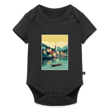 Lake Como Italy Decoration Vintage Travel Poster - Baby Premium short-sleeve bodysuit - black - Front