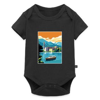Lake Como Italy Decoration Vintage Travel Poster - Baby Premium short-sleeve bodysuit - black - Front