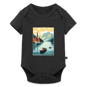 Lake Como Italy Decoration Vintage Travel Poster - Baby Premium short-sleeve bodysuit - black - Front