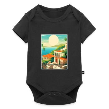 Capri Italien Dekoration Vintage Reiseposter WPA - Baby Premium Kurzarmbody - Schwarz - Vorne