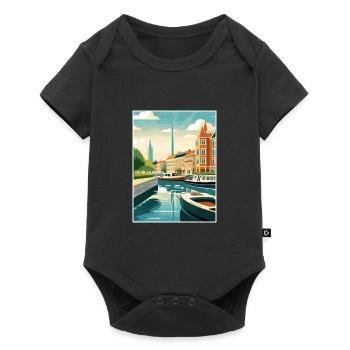 Copenhague Danemark Vintage voyage affiche Souvenir - Body à manches courtes Premium Bébé - noir - Devant