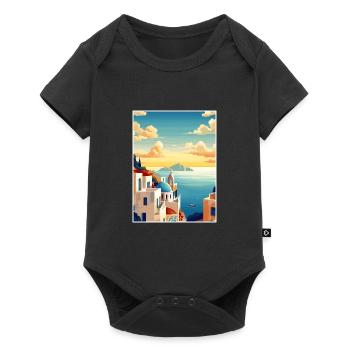 Santorin Grèce décoration grec voyage affiche - Body à manches courtes Premium Bébé - noir - Devant