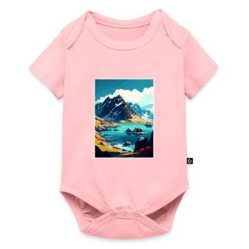 Lofoten Norwegisches Vintage-Reiseposter - Baby Premium Kurzarmbody - Rosa - Vorne