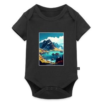 Lofoten Norwegisches Vintage-Reiseposter - Baby Premium Kurzarmbody - Schwarz - Vorne