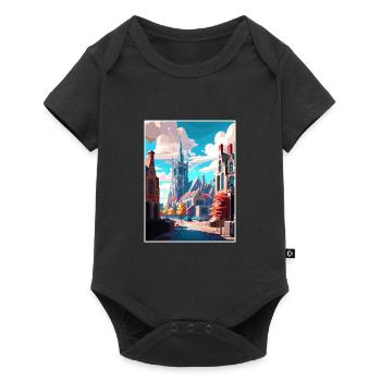 Gent Belgien Vintage Reiseposter WPA Souvenir - Baby Premium Kurzarmbody - Schwarz - Vorne