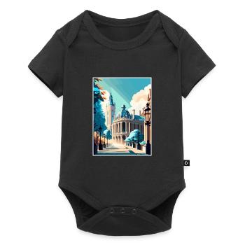 Brussels Belgium Vintage Travel Poster Souvenir - Baby Premium short-sleeve bodysuit - black - Front