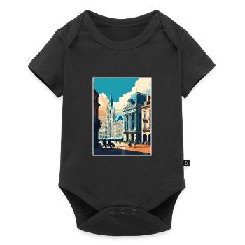 Brussels Belgium Vintage Travel Poster Souvenir - Baby Premium short-sleeve bodysuit - black - Front