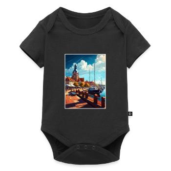 Ustka Poland Vintage Travel Poster WPA Souvenir - Baby Premium short-sleeve bodysuit - black - Front