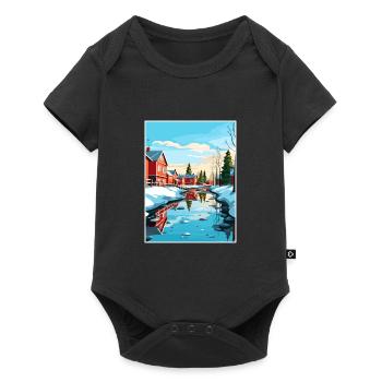 Oulu Finlande Vintage voyage affiche WPA Souvenir - Body à manches courtes Premium Bébé - noir - Devant