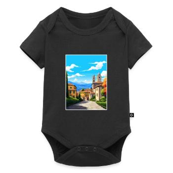 Bergamo Italien Vintage Reiseposter WPA Souvenir - Baby Premium Kurzarmbody - Schwarz - Vorne