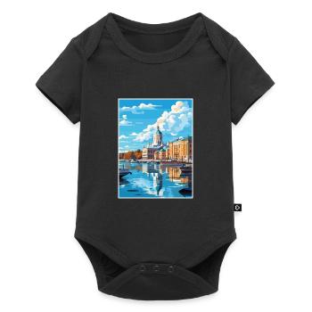 Helsinki Finlande Vintage voyage affiche Souvenir - Body à manches courtes Premium Bébé - noir - Devant