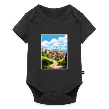 Bergamo Italien Vintage Reiseposter WPA Souvenir - Baby Premium Kurzarmbody - Schwarz - Vorne