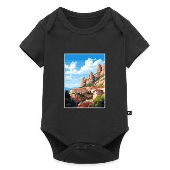 Montserrat Spain Vintage Travel Poster Souvenir - Baby Premium short-sleeve bodysuit - black - Front
