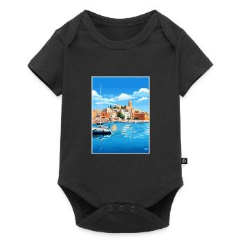 Balearen Spanien Vintage Reiseposter WPA - Baby Premium Kurzarmbody - Schwarz - Vorne