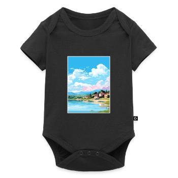 Lac Banyoles Espagne Ibiza Déco Affiche de voyage - Body à manches courtes Premium Bébé - noir - Devant