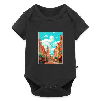 Danzig Polnische Ostseeküste Polen Reiseplakat - Baby Premium Kurzarmbody - Schwarz - Vorne