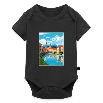 Ljubljana Slovenia Vintage Travel Poster Souvenir - Baby Premium short-sleeve bodysuit - black - Front