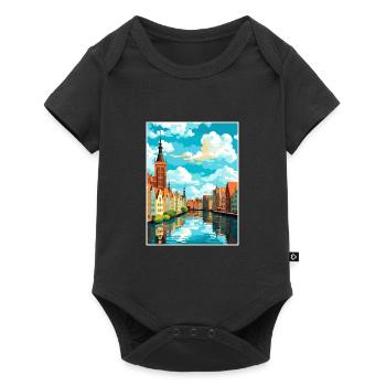 Danzig Polnische Ostseeküste Polen Reiseplakat - Baby Premium Kurzarmbody - Schwarz - Vorne