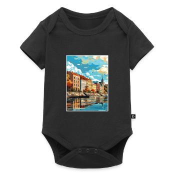 Kuopio Finlande Vintage voyage affiche WPA Souvenir - Body à manches courtes Premium Bébé - noir - Devant