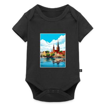 Rostock Allemagne Vintage voyage affiche WPA Souvenir - Body à manches courtes Premium Bébé - noir - Devant