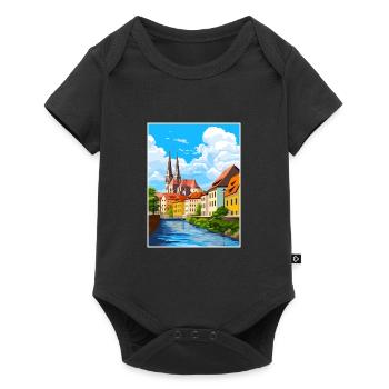 Regensburg Germany Vintage Travel Poster Souvenir - Baby Premium short-sleeve bodysuit - black - Front