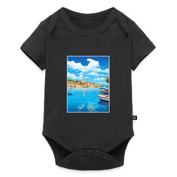Budva Monténégro vintage Affiche de voyage Souvenir - Body à manches courtes Premium Bébé - noir - Devant